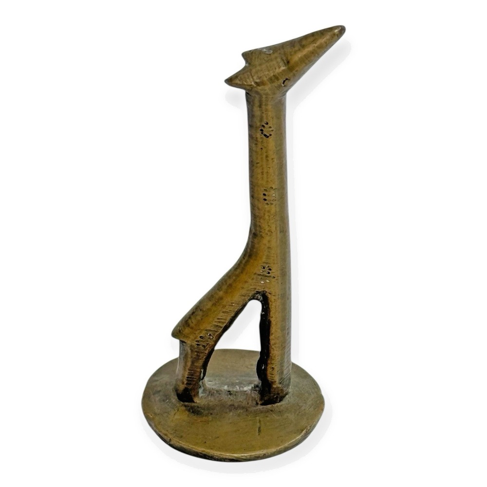 VTG Brass Modernist Giraffe Sculpture‎ Abstract Profile Miniature Figurine 2.75"